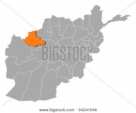 Mapa Afghánistánu, Badghis zvýrazněny