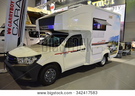 Pasay, Ph - Nov. 16: Toyota Hilux Pick Up With Carryboy Motor Home Attachment At Manila Auto Salon O