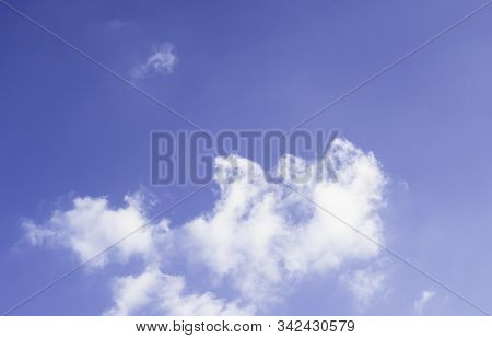 Blue Sky With Soft White Cloudy Atmosphere Is Clear And Clean.