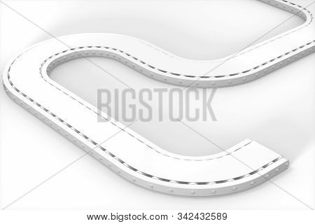 White Moving Conveyor Belt , White Background, 3D Rendering.