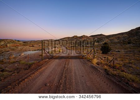 Driving Up To Cattle Guard On Dirt Road