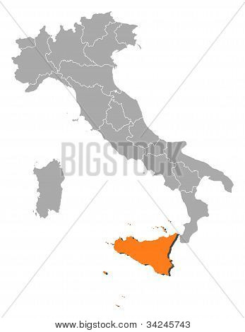 Mappa dell'Italia, Secely evidenziato