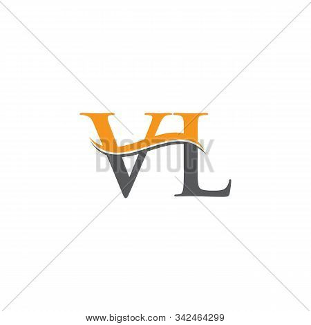 Initial Vl Letter Linked Logo. Creative Letter Vl Logo Vector With Blue And Grey Colors. Vl Logo Des