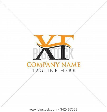 Initial Xf Letter Linked Logo. Creative Letter Xf Logo Vector With Blue And Grey Colors. Xf Logo Des