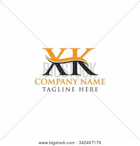 Initial Xk Letter Linked Logo. Creative Letter Xk Logo Vector With Blue And Grey Colors. Xk Logo Des