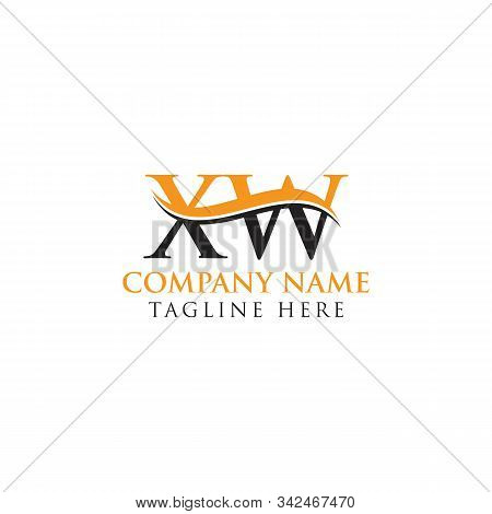 Initial Xw Letter Linked Logo. Creative Letter Xw Logo Vector With Blue And Grey Colors. Xw Logo Des