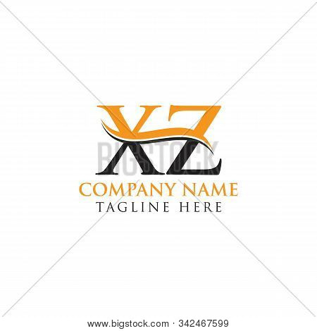 Initial Xz Letter Linked Logo. Creative Letter Xz Logo Vector With Blue And Grey Colors. Xz Logo Des