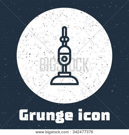 Grunge Line Vacuum Cleaner Icon Isolated On Grey Background. Monochrome Vintage Drawing. Vector Illu