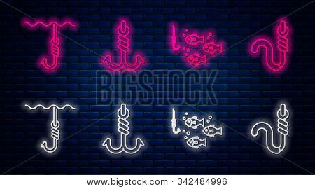 Set Line Fishing Hook, Fishing Hook Under Water With Fish, Fishing Hook Under Water And Fishing Hook