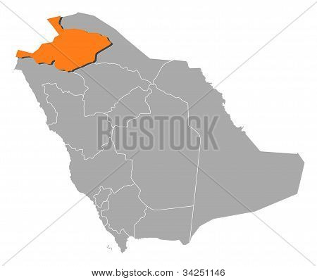 Mapa da Arábia Saudita, Al Jawf destaque