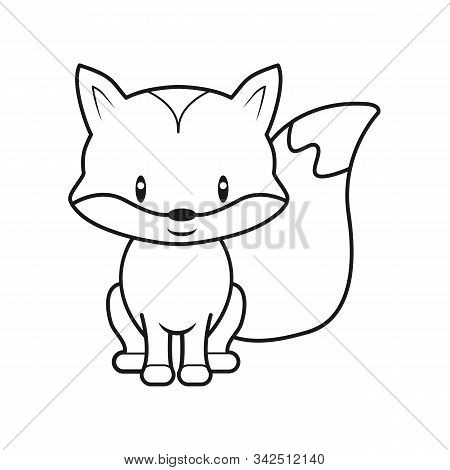 Empty Outline Of A Cute Childish Cartoon Fox. Isolated Contour For Coloring. Stock Vector Illustrati