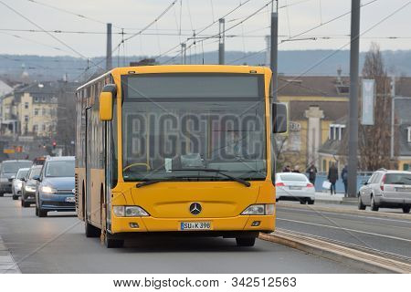 Bonn, Germany - December 27: Public Bus On Street Of Bonn On December 27, 2019