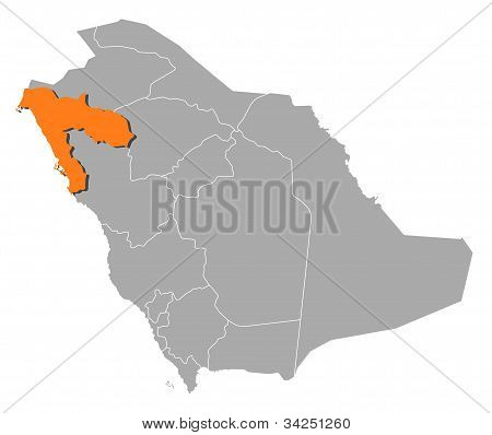 Mapa Arabii Saudyjskiej, Tabūk wyróżnione