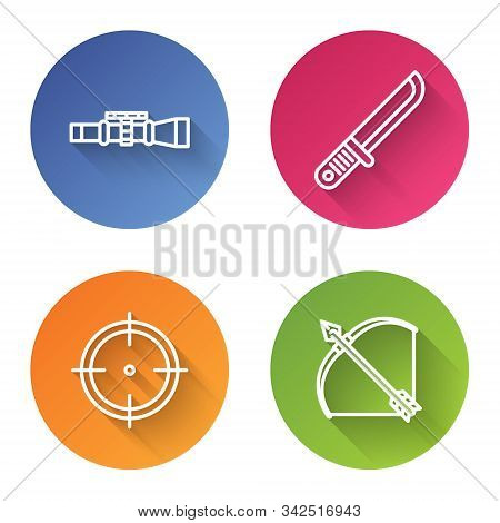Set Line Sniper Optical Sight, Hunter Knife, Target Sport For Shooting Competition And Bow And Arrow