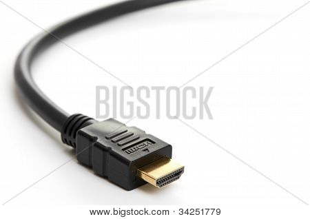 Een nauwe schot van HDMI-kabel, geïsoleerd op een witte achtergrond