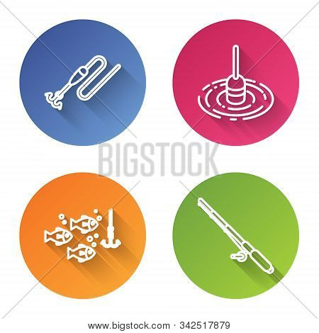 Set Line Fishing Line With Hook And Float, Fishing Float In Water, Fishing Hook Under Water With Fis