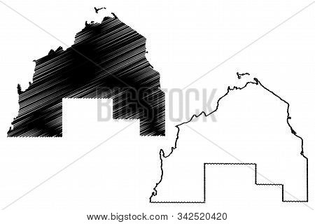 Al Shamal (state Of Qatar, Municipalities Of Qatar) Map Vector Illustration, Scribble Sketch Madinat