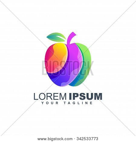 Apple Fruit Colorful Design Template Vector Liquid