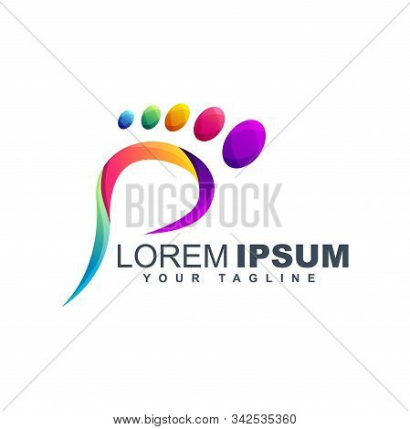 Colorful Foot Plam Abstract Logo Design Template