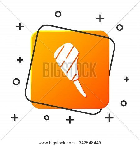 White Rib Eye Steak Icon Isolated On White Background. Steak Tomahawk. Piece Of Meat. Orange Square 