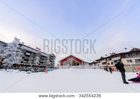 Editorial: Rukatunturi, Finland, 28th December 2018. Rukatunturi Ski Jumping Hill At Ruka Ski In Win