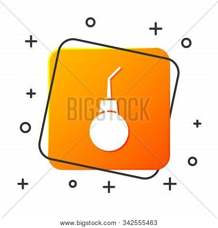 White Enema Pear Icon Isolated On White Background. Medical Rubber Pump. Orange Square Button. Vecto