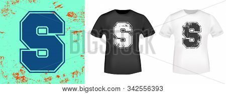 Letter S Retro T-shirt Print Stamp For Tee, T Shirts Applique, Vintage Fashion, Badge, Label Clothin