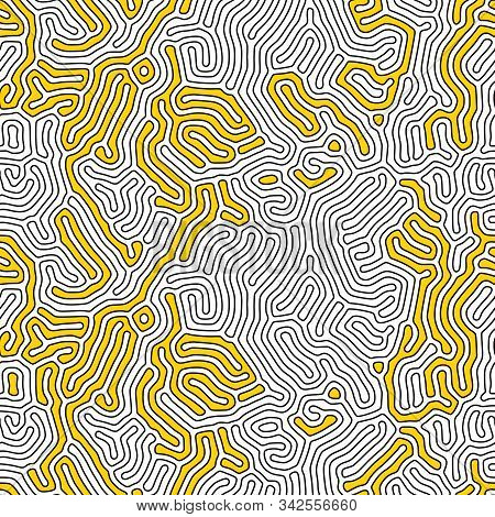Organic Background With Rounded Lines. Diffusion Reaction Seamless Pattern. Linear Design With Bioni