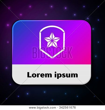 White Police Badge Icon Isolated On Black Background. Sheriff Badge Sign. Shield With Star Symbol. R