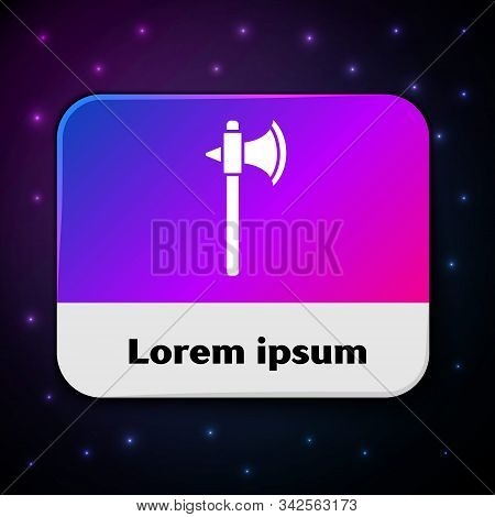 White Medieval Axe Icon Isolated On Black Background. Battle Axe, Executioner Axe. Rectangle Color B