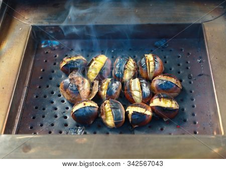 Chestnut Kebab. Turkish Food Passion: Roasted Chestnuts. A Popular Turkish Winter Snack, Chestnut Ve