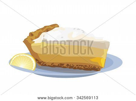 Lemon Pie. Lemmon Cake On The Plate On Whirte Background