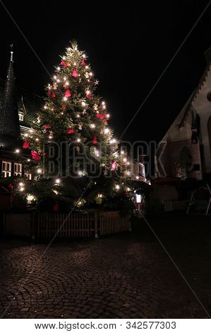 Big Christmastree On An Old Towns Market Place