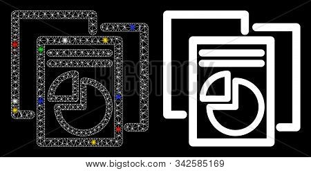 Glowing Mesh Statistics Icon With Glitter Effect. Abstract Illuminated Model Of Statistics. Shiny Wi