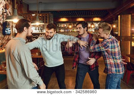 Drunk People Are Fighting In A Pub.