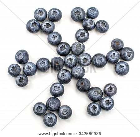Fresh Tasty Blueberry  Snowflake  Shape On White Background