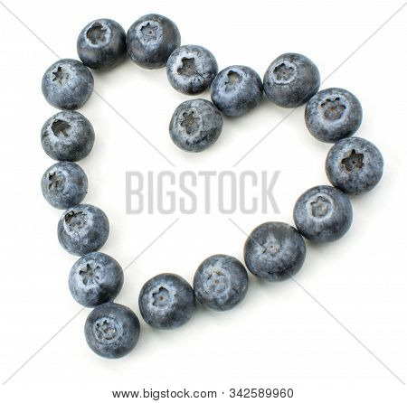 Fresh Tasty Blueberry Heart Shapeon White Background