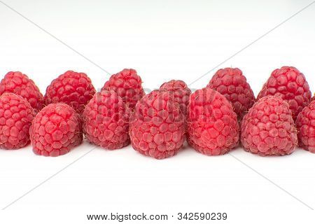 Red Fresh Juice  Tasty Raspberry On White Background