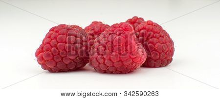 Red Fresh   Tasty Raspberry On White Background