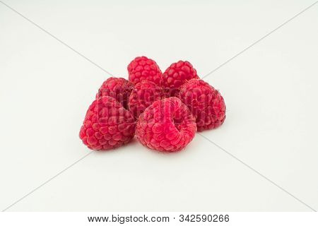 Red Fresh Juice  Tasty Raspberry On White Background