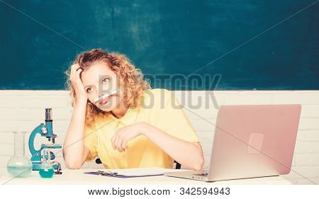 Stressful Student Life. Stressful Day. Teacher Stressful Occupation. Girl Emotional With Laptop And 