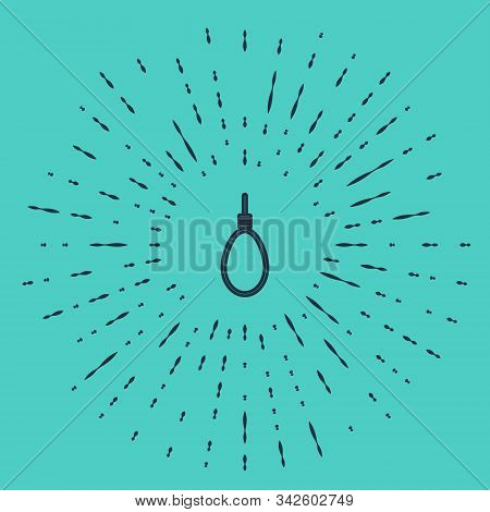 Black Line Gallows Rope Loop Hanging Icon Isolated On Green Background. Rope Tied Into Noose. Suicid