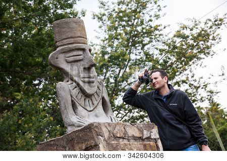 Facatativa, Colombia - January, 2029: Tourists Visiting The Piedras Del Tunjo Archaeological Park In