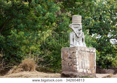 Facatativa, Colombia - January, 2029:  Giant Stone Reproduction Of The Anthropomorphic Objects Elabo
