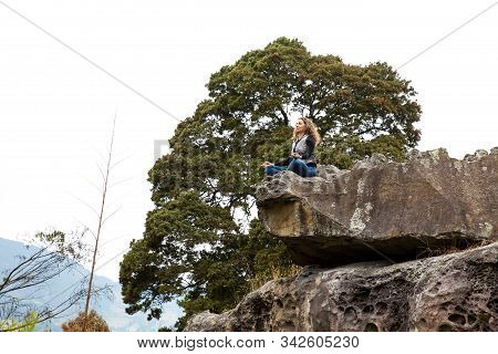 Facatativa, Colombia - January, 2029: Tourists Visiting The Piedras Del Tunjo Archaeological Park In