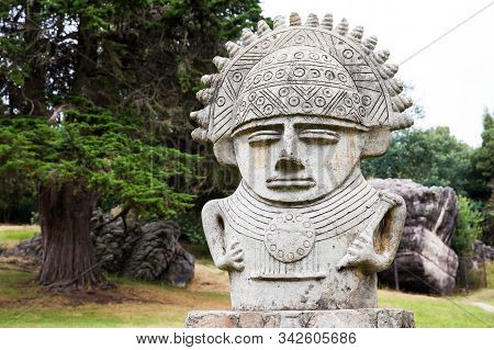 Facatativa, Colombia - January, 2029:  Giant Stone Reproduction Of The Anthropomorphic Objects Elabo
