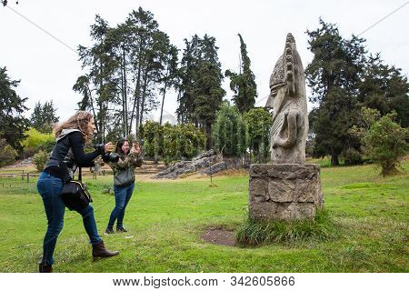 Facatativa, Colombia - January, 2029: Tourists Visiting The Piedras Del Tunjo Archaeological Park In