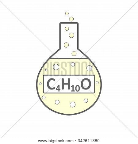 Laboratory Glass With Diethyl Ether On White Background. Vector Illustration.