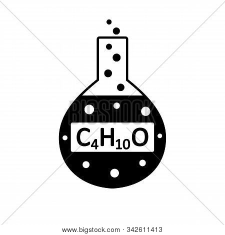 Laboratory Glass With Diethyl Ether On White Background. Vector Illustration.