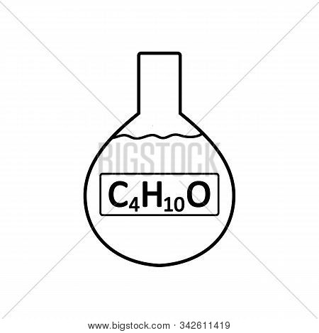 Laboratory Glass With Diethyl Ether On White Background. Vector Illustration.